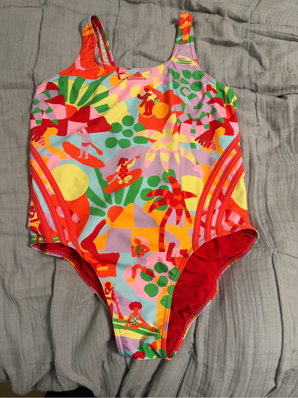 Adidas X Farm Rio colorful tropical one piece swimsuit size 10 see measurements